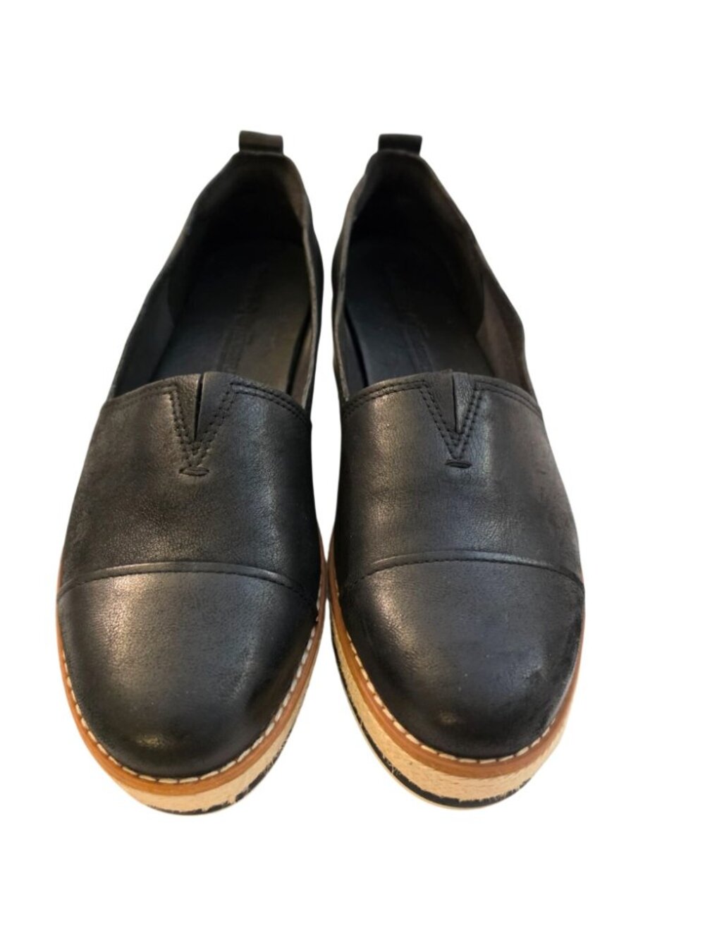 Timberland Emerson Point Black Leather Platform Espadrille Slip On Womens 10 - Picture 3 of 11